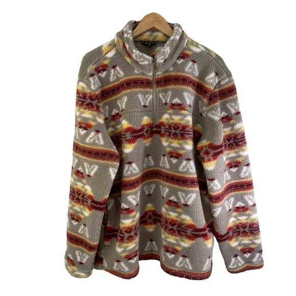 STOIC Women's Aztec Print Sherpa Half Zip Pullover Sweater Size Large Cabin Core - Picture 1 of 6
